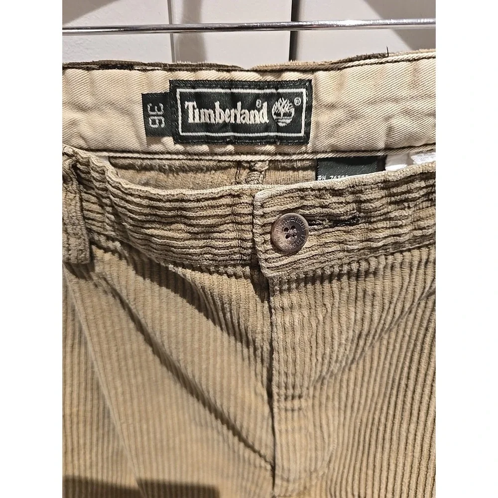 Timberland Mens Corduroy Pants Tan Pleated Front 100% Cotton Size 36 RN 76382‎